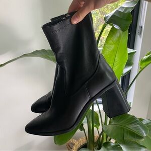 Zara Black Leather Ankle Boots